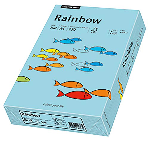 Papyrus 88042725 Drucker-/Kopierpapier farbig, Bastelpapier: Rainbow 160 g/m², A4, 250 Blatt Buntpapier, mittelblau von Papyrus