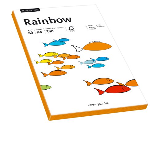 Papyrus 88043184 Druckerpapier Rainbow 80 g/m², A4 100 Blatt neonorange von Papyrus