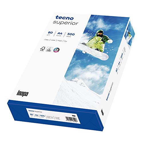 inapa Drucker-/ Kopierpapier tecno Superior: 80 g/m², A4, 500 Blatt, hochweiß, 4-fach gelocht von inapa