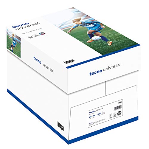 inapa Drucker-/Kopierpapier tecno Universal: 80 g/m², A4, 2500 Blatt, weiß – Allround-Papier von inapa