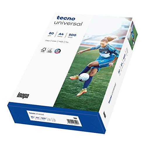 inapa Drucker-/Kopierpapier tecno Universal: 80 g/m², A4, 500 Blatt, weiß – Allround-Papier von inapa