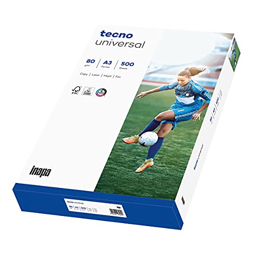 inapa Drucker-/Kopierpapier tecno Universal: 80 g/m², A3, 500 Blatt, weiß – Allround-Papier von inapa