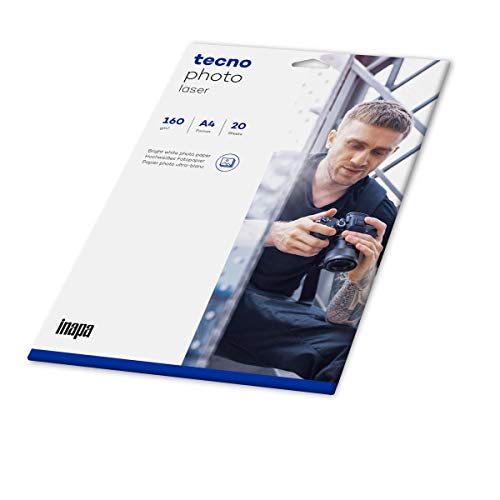 inapa Fotopapier tecno Photo Laser: A4, 160 g/m², 20 Blatt, hochweiß, für Laserdrucker von inapa