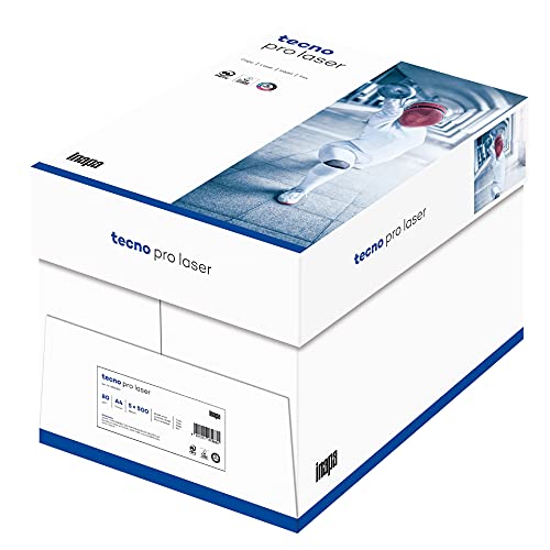 inapa Laserpapier, Drucker-/Kopierpapier tecno Pro Laser: 80 g/m², A4, 2.500 Blatt (5x500), weiß, PEFC von inapa