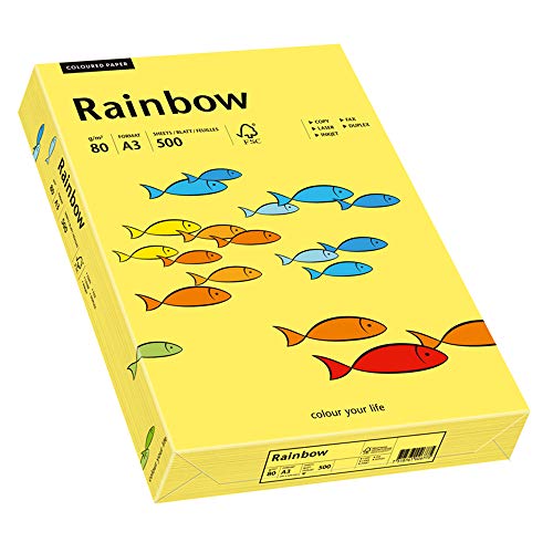 inapa Papyrus 88042346 Drucker-/Kopierpapier farbig, Bastelpapier: Rainbow 80 g/m², A3, 500 Blatt, gelb von Papyrus