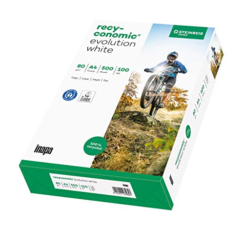 inapa Recycling-Druckerpapier Recyconomic evolution white: 80 g/m ², A4, 500 Blatt, weiß von inapa