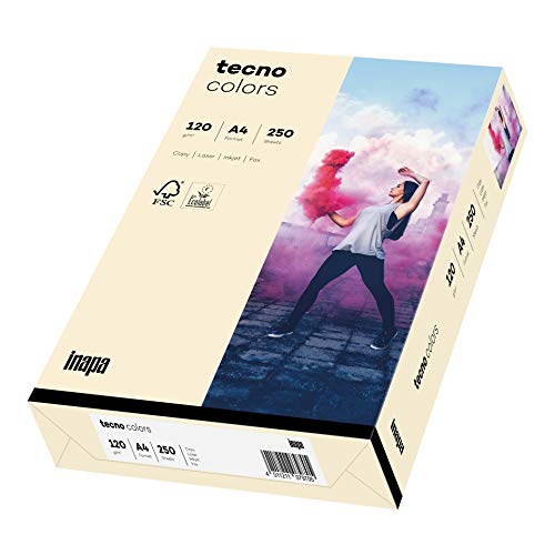 inapa farbiges Druckerpapier, buntes Papier tecno Colors: 120 g/m², A4, 250 Blatt, hellchamois von inapa