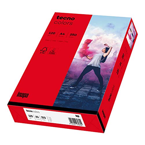 inapa farbiges Druckerpapier, buntes Papier tecno Colors: 120 g/m², A4, 250 Blatt, intensivrot von inapa