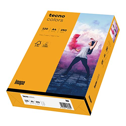 inapa farbiges Druckerpapier, buntes Papier tecno Colors: 120 g/m², A4, 250 Blatt, mittelorange von inapa