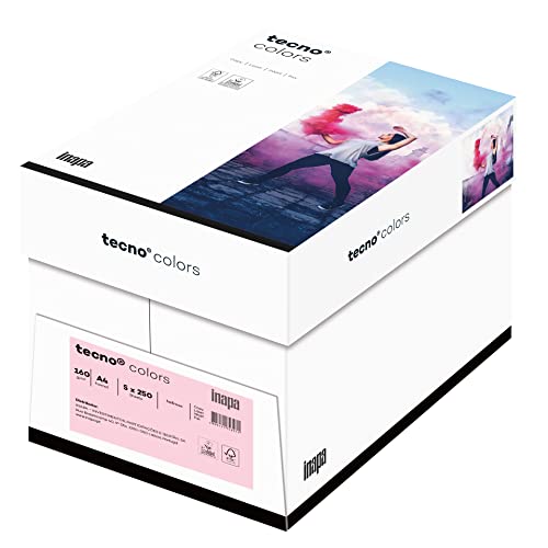 inapa farbiges Druckerpapier, buntes Papier tecno Colors: 160 g/m², A4, 1.250 Blatt (5x250), hell-rosa von inapa