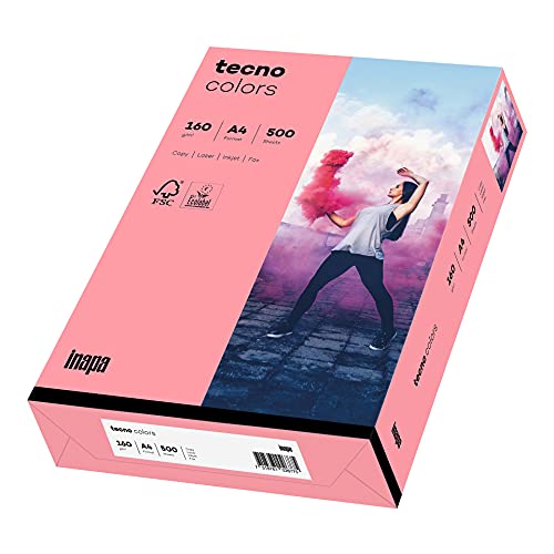 inapa farbiges Druckerpapier, buntes Papier tecno Colors: 160 g/m², A4, 250 Blatt, rosa von inapa