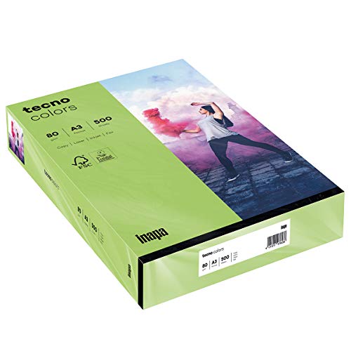 inapa farbiges Druckerpapier, buntes Papier tecno Colors: 80 g/m², A3, 500 Blatt, grün von inapa