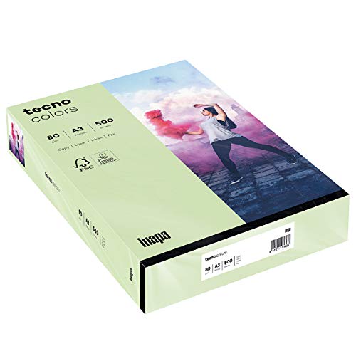 inapa farbiges Druckerpapier buntes Papier tecno Colors: 80 g/m², A3, 500 Blatt, mittelgrün von inapa