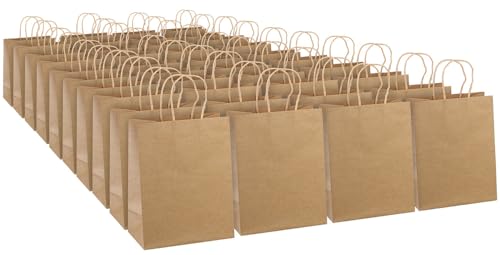 infactory Kraftpapiertaschen: 40er-Set Kraftpapier-Geschenktüten mit Henkel, 27 x 12 x 21 cm (Papiertragetaschen, Kinderpartytasche, Geschenkpapier) von infactory