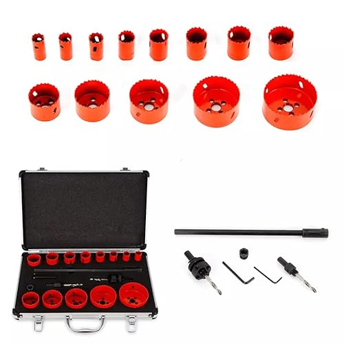 Lochsäge Set 17 Stücke Lochkreissäge SetHSS Bi-Metall Dosenbohrer Bohrkronen Satz mit Koffer 19-76mm Bimetall Lochsägen Set für Holz, Kunststoff und Faserplatten von innytund