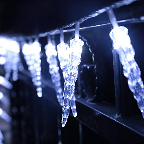 Eiszapfen Lichterkette, 80 LED Lichtervorhang Weihnachtsbeleuchtung IP44 Wasserfest für Innen Außen Garten Balkon Party Hochzeit Fenster Wand Weiß kaltweiss von interGo