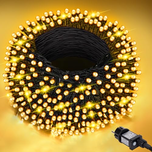 LED Lichterkette Außen, 10 m 100 LED Weihnachtsbaum Lichterkette, 8 Modi LED Lichterkette Innen mit Timing- und Speicherfunktion Für Weihnachten, Party, Hochzeit, Garten, Balkon Deko (Warmweiß) von interGo