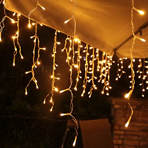 Lichterkette Eisregen Außen, 10m 400er LED Lichtervorhang LED mit Timer, IP44 wasserdicht 8 Modi für Innen Außen Weihnachten, Schlafzimmer, Party, Hochzeit, Balkon, Garten Deko von interGo