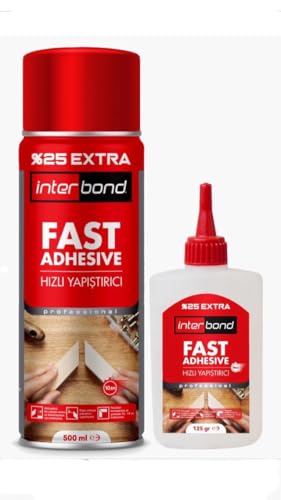 Interbond Sekundenkleber Set Extra Stark Kleber 125g mit Aktivator Spray 500ml - Textilkleber, Montagekleber, Stoffkleber und Keramikkleber - Alleskleber Set für Kunststoff, Metall und Holz von interbond