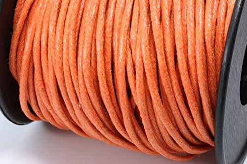 INWARIA Baumwollkordel gewachst 5m Ø 0,7-0,8/1/1,5/2,5/5mm Schnur Band Kordel Garn BK-43 (1.5mm, Orange) von inwaria