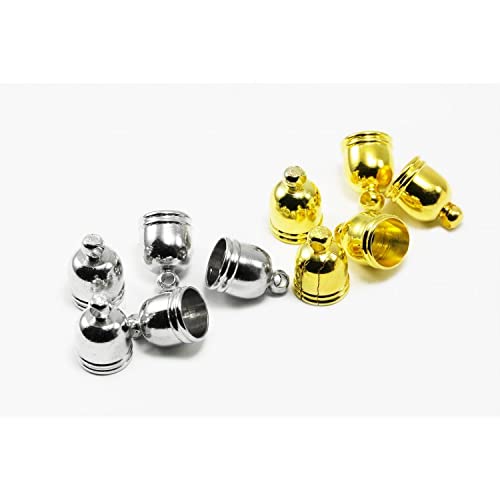 INWARIA Endkappen für Bänder 6 mm Endteile mit Öse Endhülsen Quasten, 50 Stück, S141/6 (Silberfarben, 50 stück) von inwaria