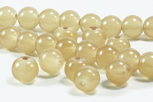 INWARIA Glasperlen rund Qualitäts - Perlen Schmuck basteln, Ø 10 mm, 50 Stück, P-1/10 (Beige) von inwaria