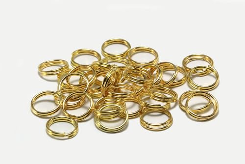 INWARIA Spaltringe Ø 4/5/6/7/8/9mm Spiralringe Doppel Ringe Binderinge Ösen Biegeringe (7mm - 100 Stück, Goldfarben) von inwaria