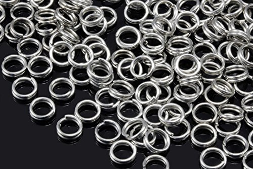 INWARIA Spaltringe Ø 4/5/6/7/8/9mm Spiralringe Doppel Ringe Binderinge Ösen Biegeringe (7mm - 100 Stück, Silberfarben) von inwaria