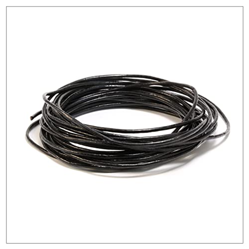 inwaria /1,16€/1M/ Lederband Ø 1/2/3 mm Lederriemen Rindsleder Echt Leder rund Lederschnur (2mm - 5m, Schwarz) von inwaria