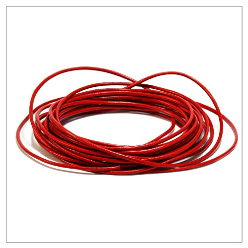 inwaria /1,40€/1M/ Lederband Ø 1/2/3 mm Lederriemen Rindsleder Echt Leder rund Lederschnur (3mm - 5m, Rot) von inwaria