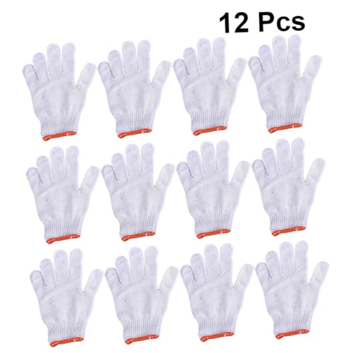 iplusmile 12St Handschuhe Schutz Mechaniker Handschuhe verschleißfester Handschuh Polyesterhandschuhe arbeitssicherheit work gloves Handschuhe Arbeitsschutz Handschuhe aus Baumwollgarn Weiß von iplusmile