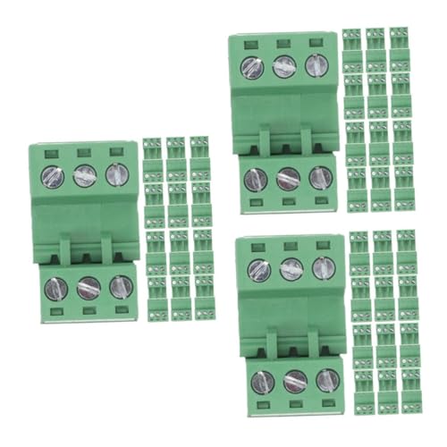 iplusmile 3 Sätze Steckbare Reihenklemmen Schraubklemmenblock Erdungsschiene Klemmenblock Kupfer Drahtklemmenblock Stromverteiler Draht Schraubklemme Green Vernickeltes Messing 20 Stück * 3 von iplusmile