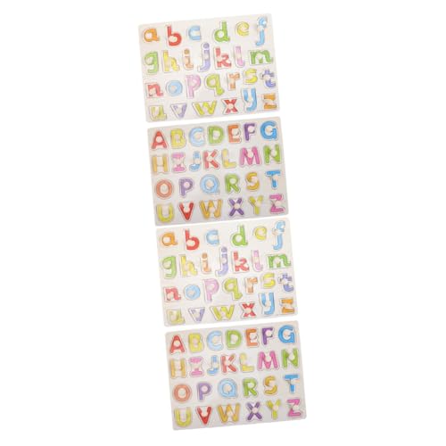 iplusmile 4 Sätze Alphabet-Kratzbrett Locke Brief Kommode einseitiger Zertifikatshalter Fix kinderspielzeug Buchstabenrätsel Alphabet-Puzzlespielzeug aus Holz Alphabet-Puzzlebrett aus Holz von iplusmile