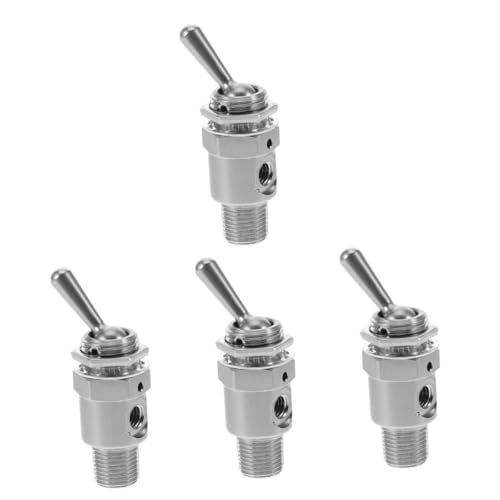 iplusmile 4 Stück Pneumatischer Schaltknopf Mechanisches Teil Luftkompressor Tap- Aus Reifenpumpenadapter Aufblasgerät Stecker Luftgebläse Messgerät Luftregler Ventil Stahl Silver von iplusmile