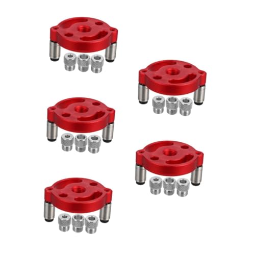 iplusmile 5 Sätze Bohrwerkzeuge Für Die Holzbearbeitung Dübellehre Für Die Holzbearbeitung Holzbearbeitungsbohrer-lokalisierungswerkzeug Bohrführungs-locator Aluminiumlegierung Rot von iplusmile