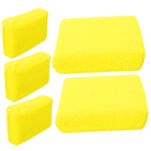 iplusmile 5 Stück Autowaschtuch Autopolierer Auto-Kratzer-Entferner Autozubehör Innenraum Rad polierpads polishing pad Wachsapplikatorpad Werkzeuge zum Wachsen von Autos Ballaststoff Yellow von iplusmile