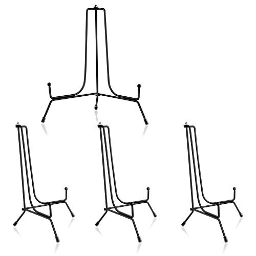 ipow 4 Stück Metall Tellerständer 8 Zoll Verstellbarer Tellerhalter Eisen Staffelei Aufsteller Display Ständer, schöner Bilderständer für Foto, Kunst, Teller, Bücher, Bild - Schwarz von ipow