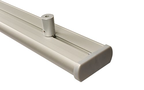 Aluminium Gardinenschiene 3 läufig in alu silber mit Deckenträgern, 280 cm (2 x 140 cm) von iso-design