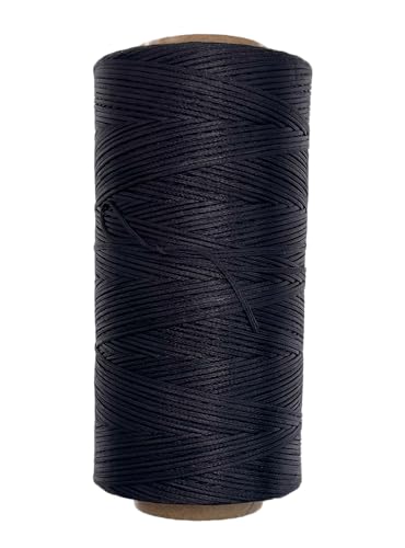 Flaches gewachstes Leder-Nähgarn, 100 % Polyester, 150D/0,8 mm, Allzweck-Handnähte, Ledernähte, 295 m, Schwarz von item4ever