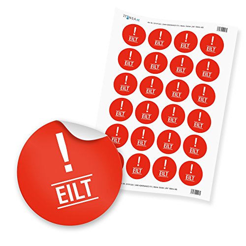 24 x itenga Hinweis Aufkleber Sticker „Eilt“ (Motiv 60) von itenga