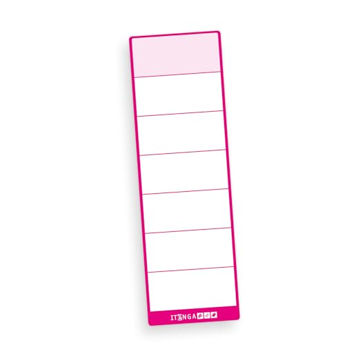 itenga 100x Ordneretiketten Ordnerrückenschild für breite und schmale Ordner I Aufkleber für Ordnerrücken selbstklebend aus Haftpapier (pink, für breite Ordner 6x19cm) von itenga