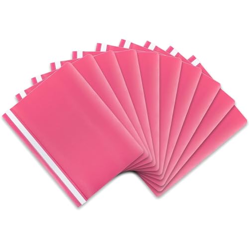 itenga 10er Pack Schnellhefter A4 Plastik stabil PP Kunststoff Sicht Hefter Mappe genarbt (pink) von itenga
