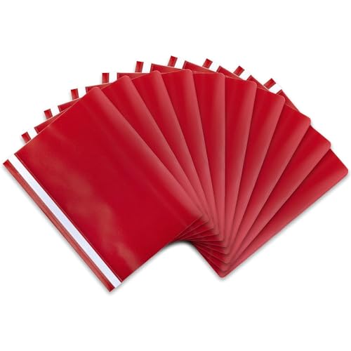 itenga 10er Pack Schnellhefter A4 Plastik stabil PP Kunststoff Sicht Hefter Mappe genarbt (rot) von itenga