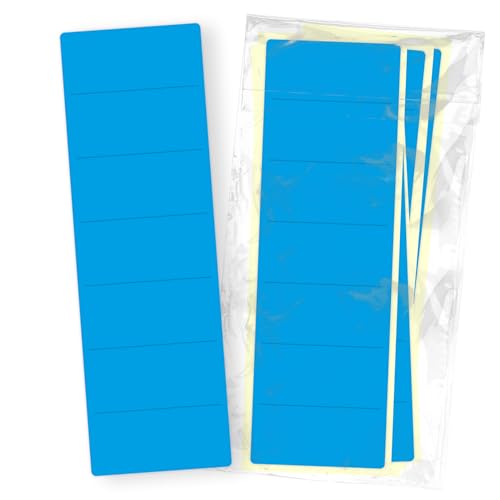 itenga 10x Ordneretiketten BREIT Ordnerrückenschild für BREITE Ordner vollflächig farbig I Ordnerschild selbstklebend aus Haftpapier 6x19cm (blau) von itenga