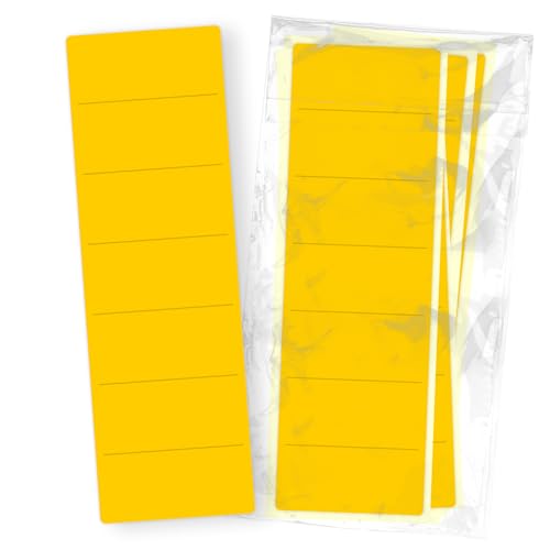 itenga 10x Ordneretiketten BREIT Ordnerrückenschild für BREITE Ordner vollflächig farbig I Ordnerschild selbstklebend aus Haftpapier 6x19cm (gelb) von itenga