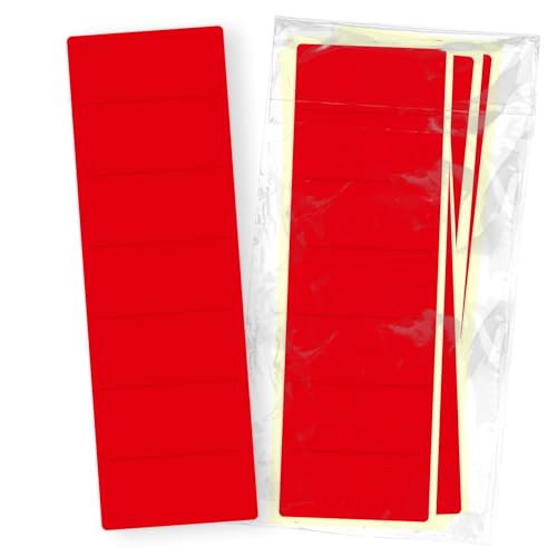 itenga 10x Ordneretiketten BREIT Ordnerrückenschild für BREITE Ordner vollflächig farbig I Ordnerschild selbstklebend aus Haftpapier 6x19cm (rot) von itenga