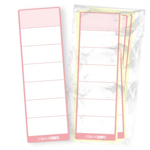 itenga 10x Ordneretiketten Ordnerrückenschild für breite Ordner 6x19cm I Aufkleber für Ordnerrücken selbstklebend aus Haftpapier (rosa) von itenga