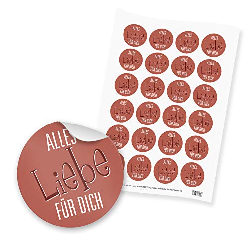 itenga 24x Sticker Alles Liebe FÜR DICH (Motiv 18) 4cm Geschenk Aufkleber runde Spruch von itenga