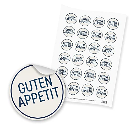 itenga 24x Sticker Aufkleber Guten Appetit dunkelblau weiß - Dinner Gäste Beisammensein Essen Trinken Feier von itenga