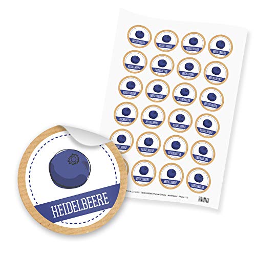 itenga 24x Sticker Aufkleber Heidelbeere Blaubeere Marmelade Konfitüre Likör Etikett für Einmachgläser Weckgläser von itenga